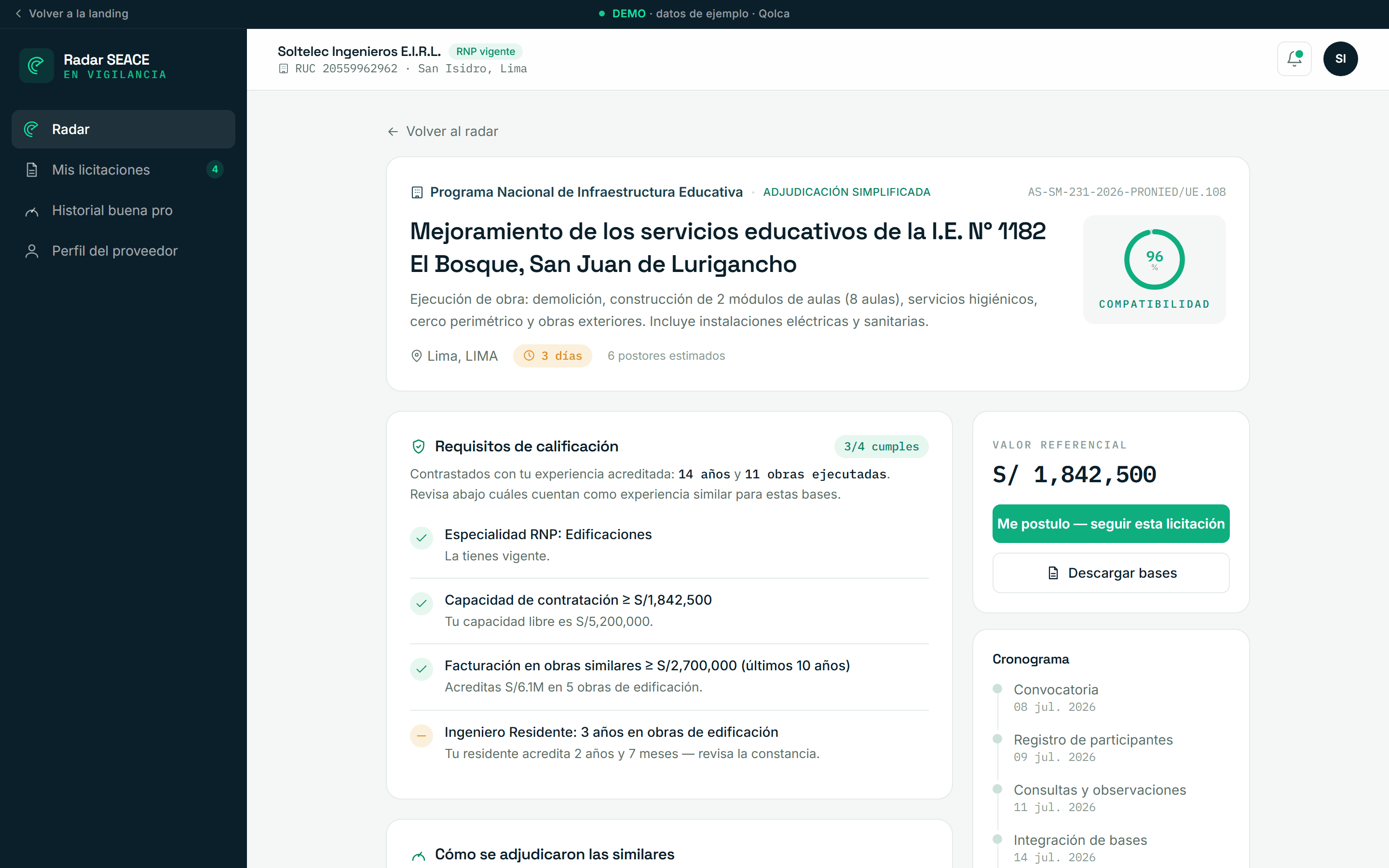 Sabes si calificas antes de armar la propuesta
